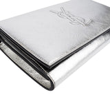 Saint Laurent Silver Metallic Leather Belle De Jour Wallet On Chain Crossbody Bag