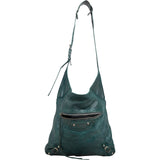 Balenciaga Petrol Leather Motorcycle Courier Tote Shoulder Bag
