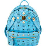 MCM Monogram Visetos Blue Stark Studded Stark 2 in 1 Backpack