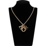 Christian Dior Emblem Letters Crystal Charm Necklace