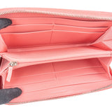 Chanel Pink Chevron Quilted Leather Zip Around Wallet