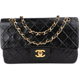Chanel Quilted Lambskin 24K Gold Small Double Flap Crossbody Bag