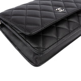 Chanel Quilted Lambskin Palladium Wallet On Chain Crossbody Bag