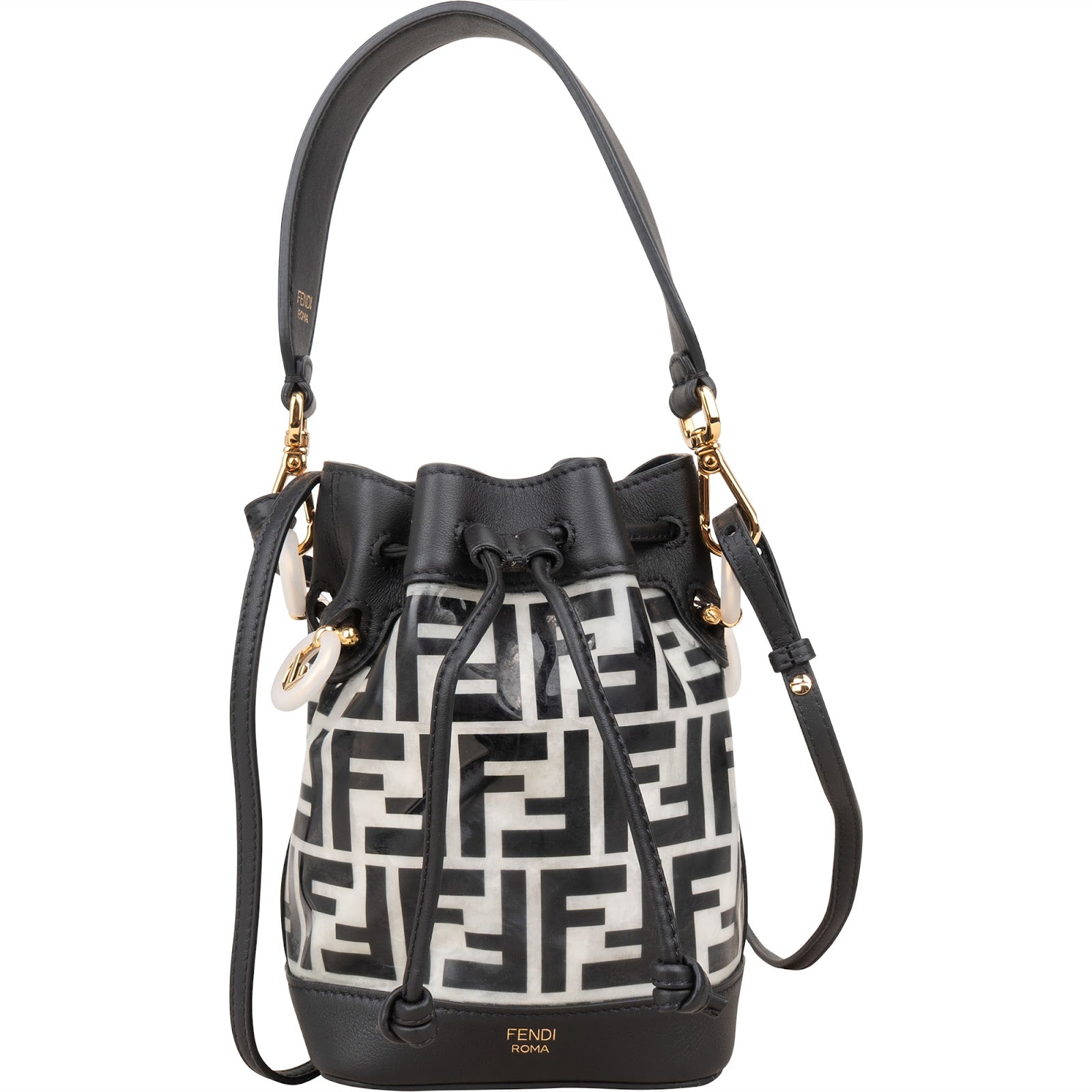 Fendi Monogram FF Mini Mon Tresor Bucket Shoulder Bag - vintageandkickz