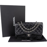 Chanel Quilted Caviar Leather Palladium Jumbo Double Flap Crossbody Bag