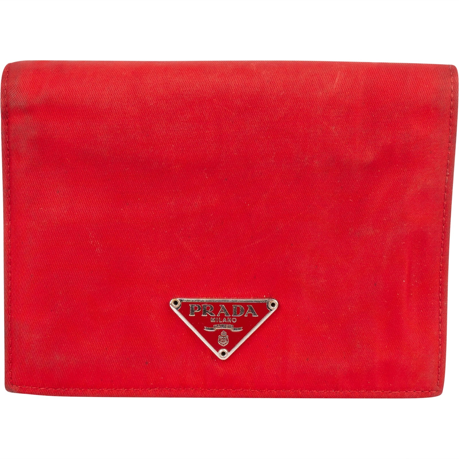 Prada Red Nylon Triangle Wallet - vintageandkickz
