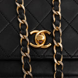 Chanel Quilted Lambskin Half Moon 24K Gold Double Flap Shoulder Bag