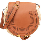 Chloé Raffia Grained Leather Marcie Saddle Crossbody Bag