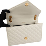 Saint Laurent Quilted Grain de Poudre Leather Small Envelope Crossbody Bag