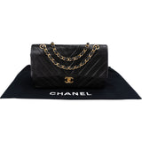Chanel Quilted Lambskin Chevron Medium 24K Gold Double Flap Shoulder Bag