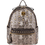 MCM Visetos Python Embossed Studded Stark Large Backpack