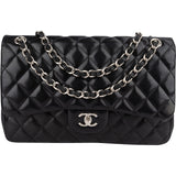 Chanel Quilted Lambskin Jumbo Double Flap Crossbody Bag xx datacode - vintageandkickz