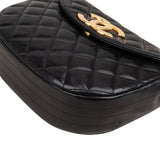 Chanel Quilted Lambskin 24K Gold Half Moon Single Flap Crossbody Bag