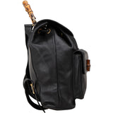 Gucci Noir Calfskin Leather Bamboo Backpack