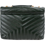 Yves Saint Laurent Dark Green Quilted Calfskin Medium Loulou Crossbody Bag