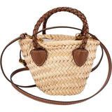 Miu Miu Brown Leather Raffia Bucket Mini Crossbody Handbag