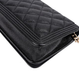 Chanel Quilted Caviar Leather Small Boy Wallet On Chain Crossbody Bag