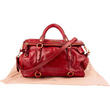 Miu Miu Red Vitello Lux Leather Bow Satchel Handbag