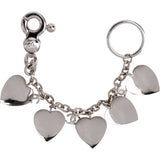 Chanel Silver Heart Charm Keychain Ring Holder Bag Charm