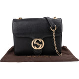Gucci Pebbled Leather Interlocking GG Flap Crossbody Bag