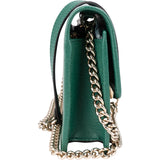 Gucci Pebbled Leather Interlocking GG Wallet On Chain Crossbody Bag