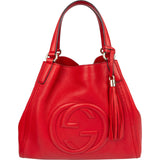 Gucci Grained Leather Soho GG Tassel Hobo Shopper Tote Handbag