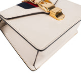 Gucci White Leather Sylvie Mini Top Handle Crossbody Handbag