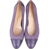 Salvatore Ferragamo Purple Suede Embossed Leather Cap-Toe Flats (36-36,5)
