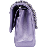 Chanel Quilted Metallic Lambskin Medium Double Flap Crossbody Bag