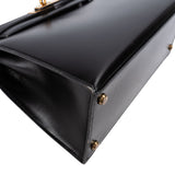 Hermès Noir Box Calf Kelly Sellier 28 Handbag