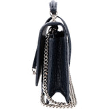 Saint Laurent Navy Exotic Croc-Embossed Sunset Top Handle Crossbody Bag