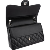 Chanel Quilted Caviar Leather Palladium Double Flap Jumbo Crossbody Bag