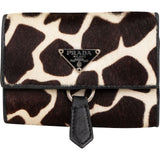 Prada Cavallino Animal Hair Giraffe Print Key Holder