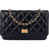 Chanel Quilted Crinkled Navy Lambskin 2.55 Reissue Wallet on Chain Crossbody Bag