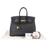 Hermès Noir Veau Togo Leather Gold Birkin 35 Handbag
