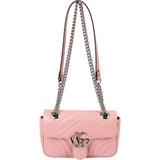 Gucci Pink Matelassé Leather GG Marmont Small Crossbody Bag