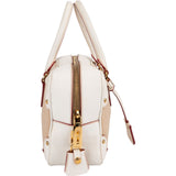 Prada Canvas Saffiano Leather Bauletto Handbag