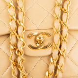 Chanel Quilted Lambskin 24K Medium Gold Double Flap Shoulder Bag