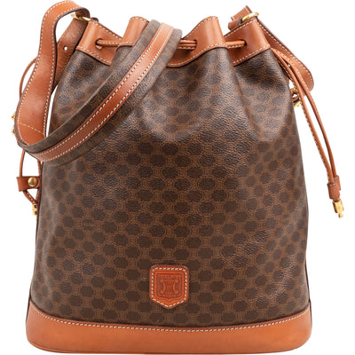 Celine Macadam Canvas Drawstring Bucket Crossbody Bag