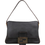 Fendi Black Leather Mamma Baguette Shoulder Bag