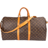 Louis Vuitton Monogram Canvas Keepall 55 Bandoulière Travel Bag