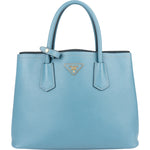Prada Blue Saffiano Leather Double Handbag - vintageandkickz