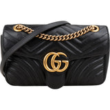 Gucci Black Matelassé Leather Marmont Crossbody Bag