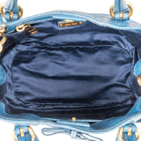 Miu Miu Blue Vitello Lux Leather Small Front Bow Handbag