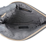 Yves Saint Laurent Chevron Quilted Monogram Leather Pouch Clutch