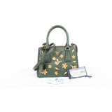 Prada Saffiano Leather Golden Floral Pelletteria Galleria Mini Handbag