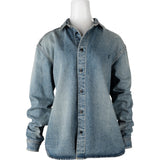 Saint Laurent Blue Denim Button Up Long Sleeves Shirt Womens Jacket Cassandre (XXL)