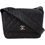 Chanel Quilted Leather Palladium Messenger Shoulder Bag