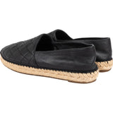 Chanel Black Leather Quilted Lambskin Espadrilles Shoes (40)