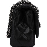 Chanel Quilted Glitter Metallic Suede Crystal-Embelished CC Small Single Flap Shoulder Bag